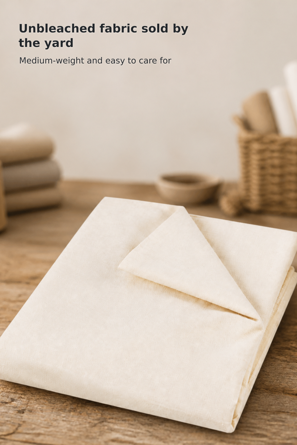 100% Cotton Unbleached Muslin Fabric – 63 Inches × 2 Yards